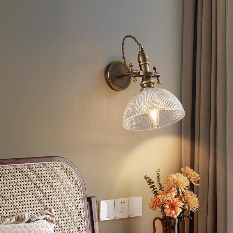 Dome Copper Glass Bedroom Wall Lamp