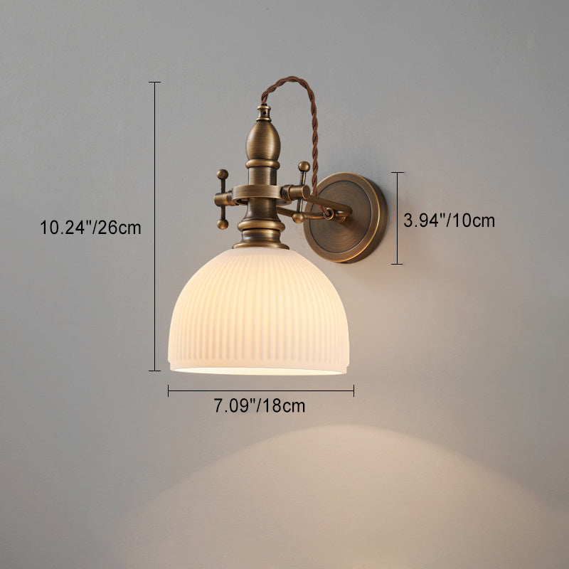 Dome Copper Glass Bedroom Wall Lamp