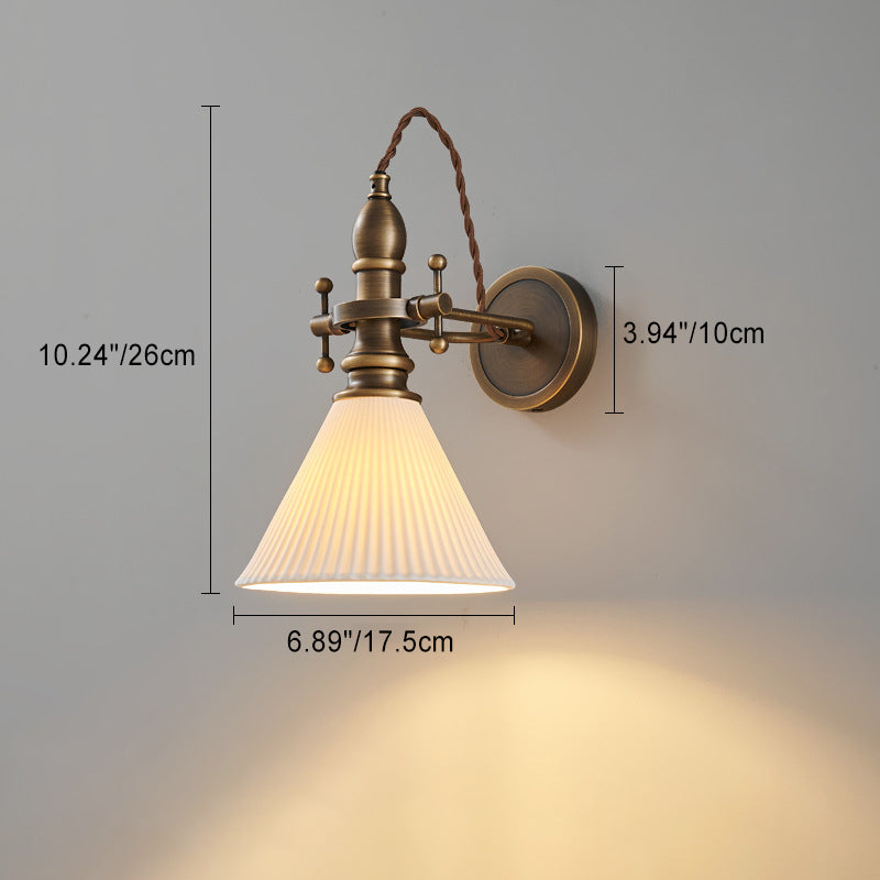 Dome Copper Glass Bedroom Wall Lamp