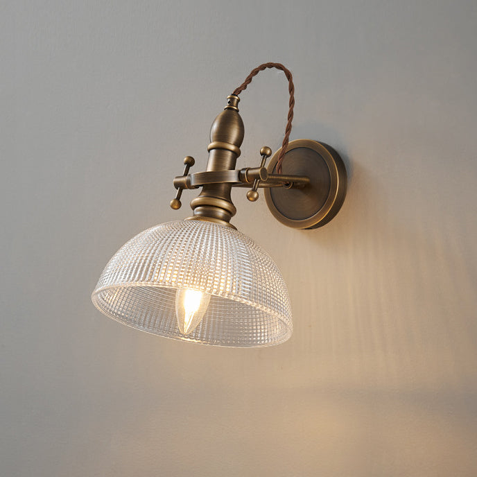 Dome Copper Glass Bedroom Wall Lamp