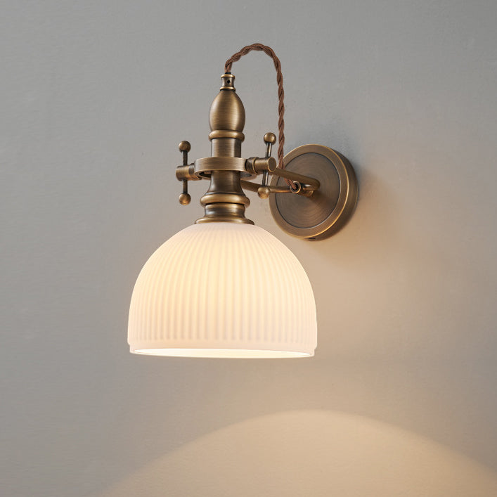 Dome Copper Glass Bedroom Wall Lamp