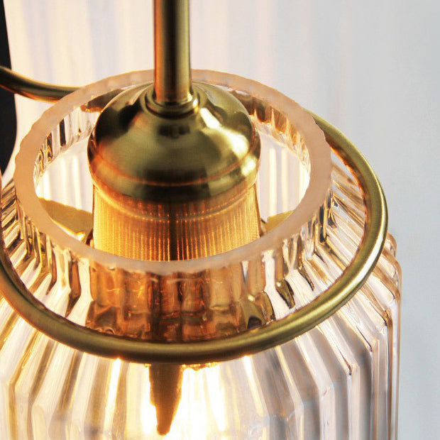 Cylinder Iron Glass Bedroom Wall Lamp
