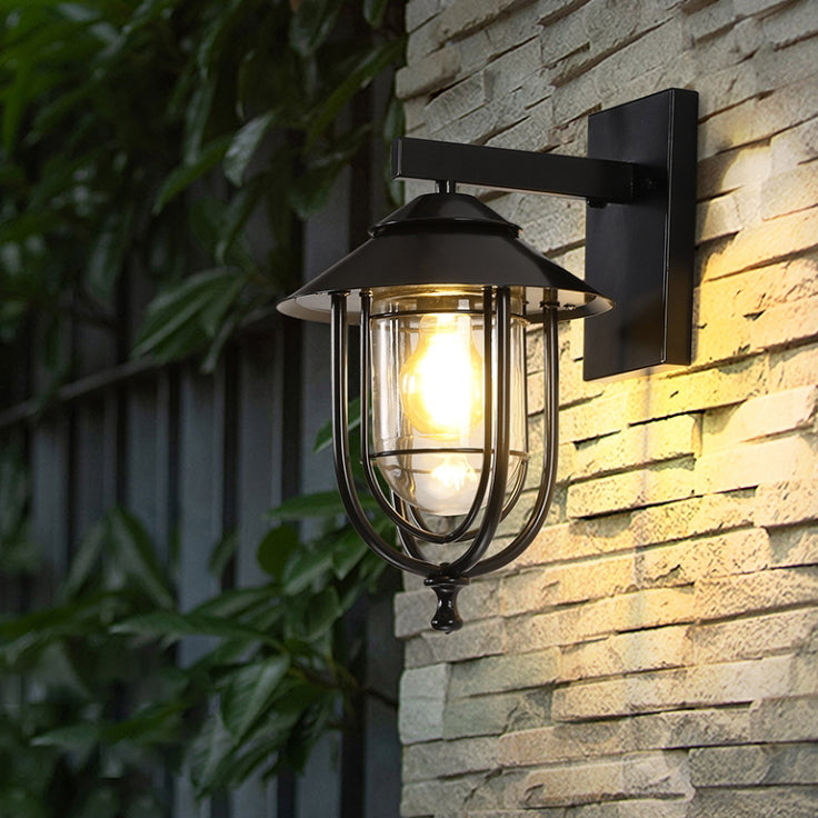 Birdcage Iron Glass Patio Outdoor Light
