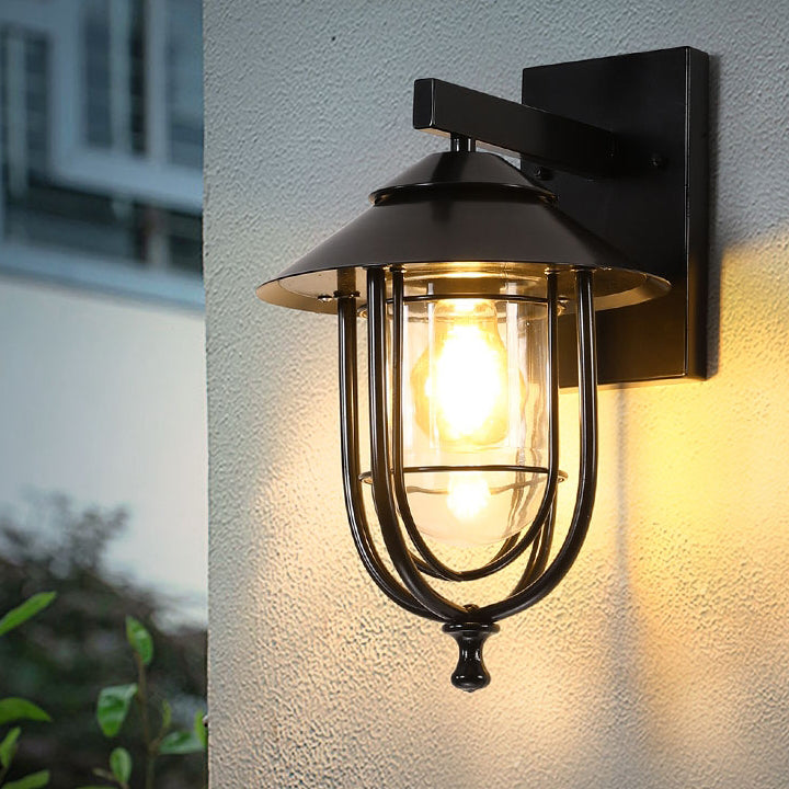 Birdcage Iron Glass Patio Outdoor Light