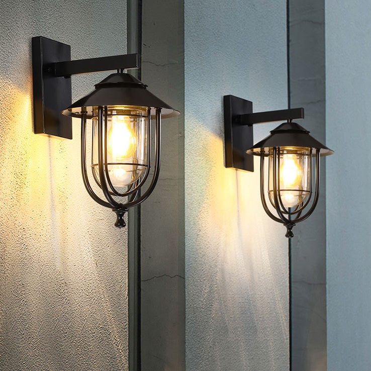 Birdcage Iron Glass Patio Outdoor Light