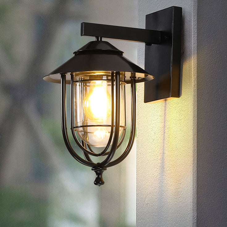 Birdcage Iron Glass Patio Outdoor Light