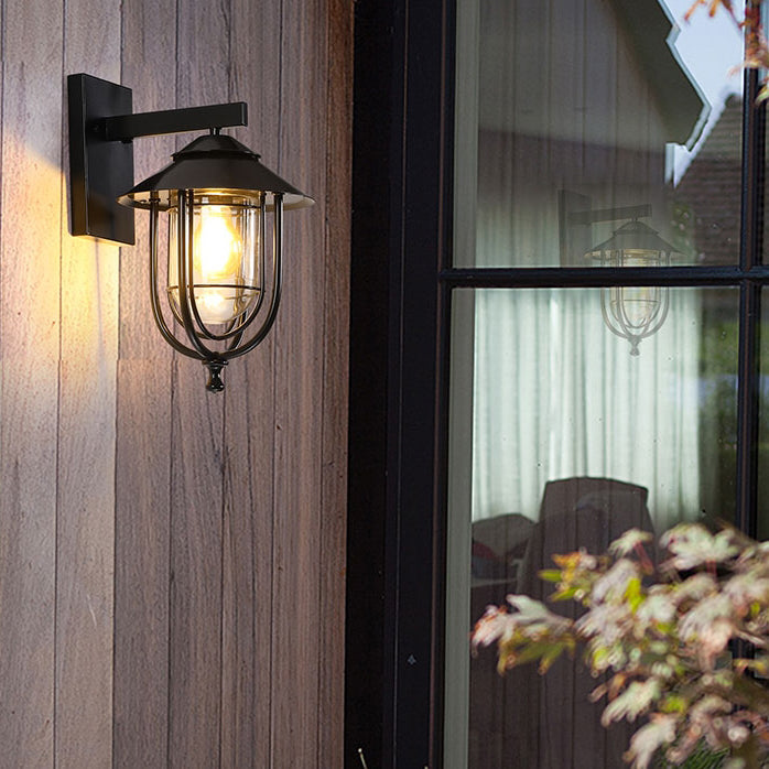 Birdcage Iron Glass Patio Outdoor Light