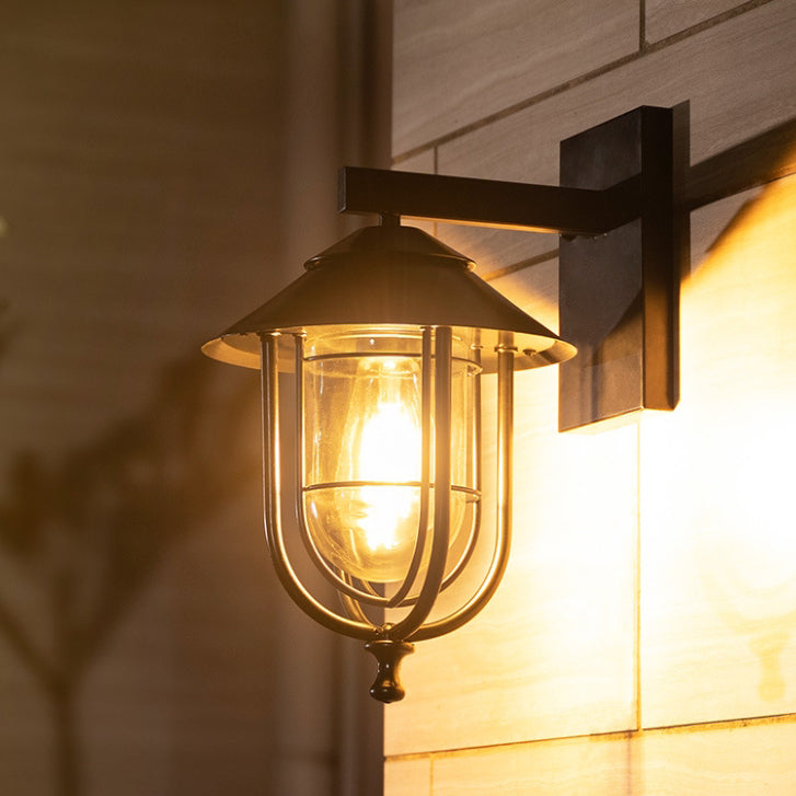 Birdcage Iron Glass Patio Outdoor Light