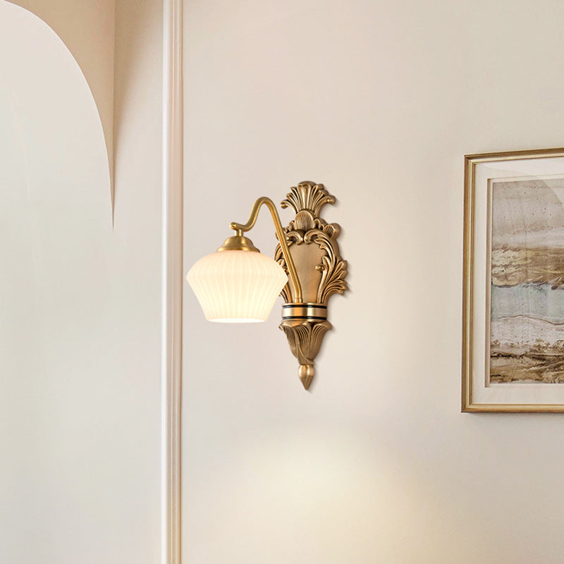 Cake Dome Brass Glass Wall Lamp