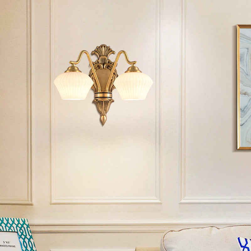 Cake Dome Brass Glass Wall Lamp
