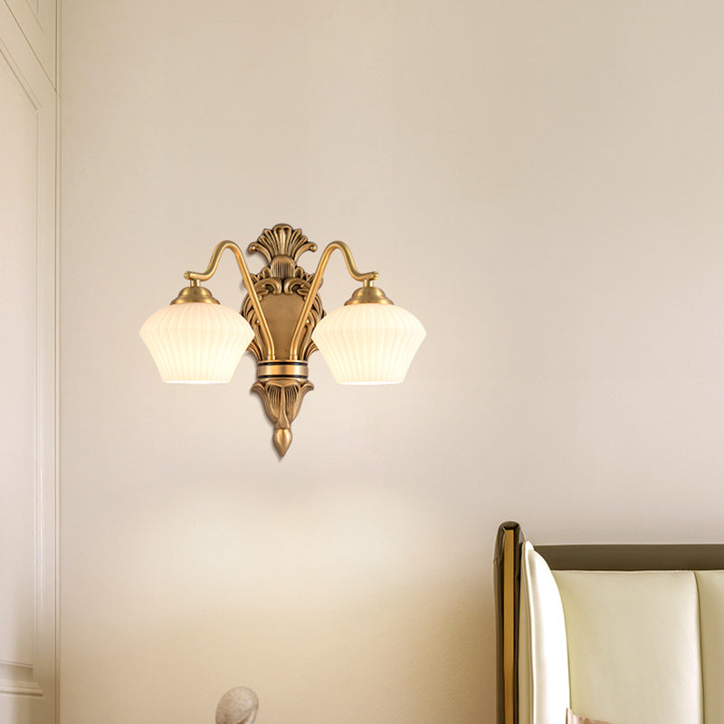 Cake Dome Brass Glass Wall Lamp