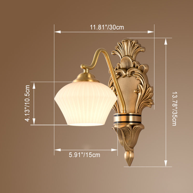 Cake Dome Brass Glass Wall Lamp