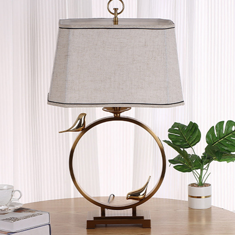 Circle Copper Metal Fabric Table Lamp
