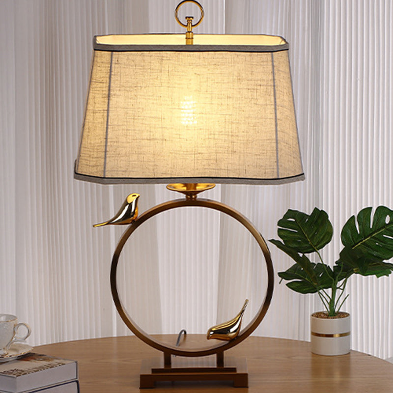 Circle Copper Metal Fabric Table Lamp