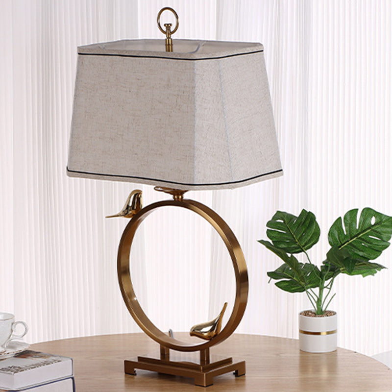 Circle Copper Metal Fabric Table Lamp