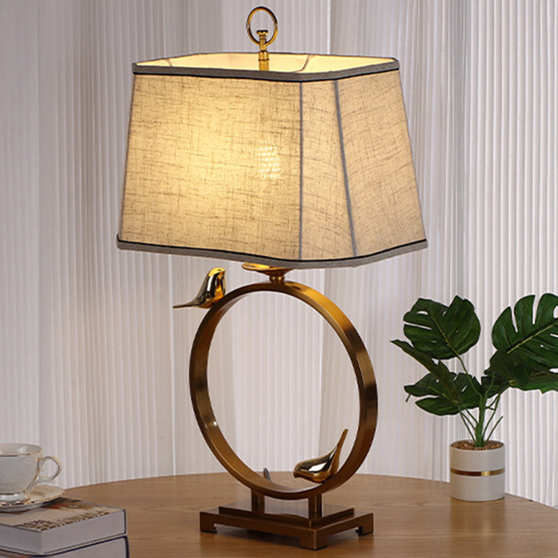 Circle Copper Metal Fabric Table Lamp