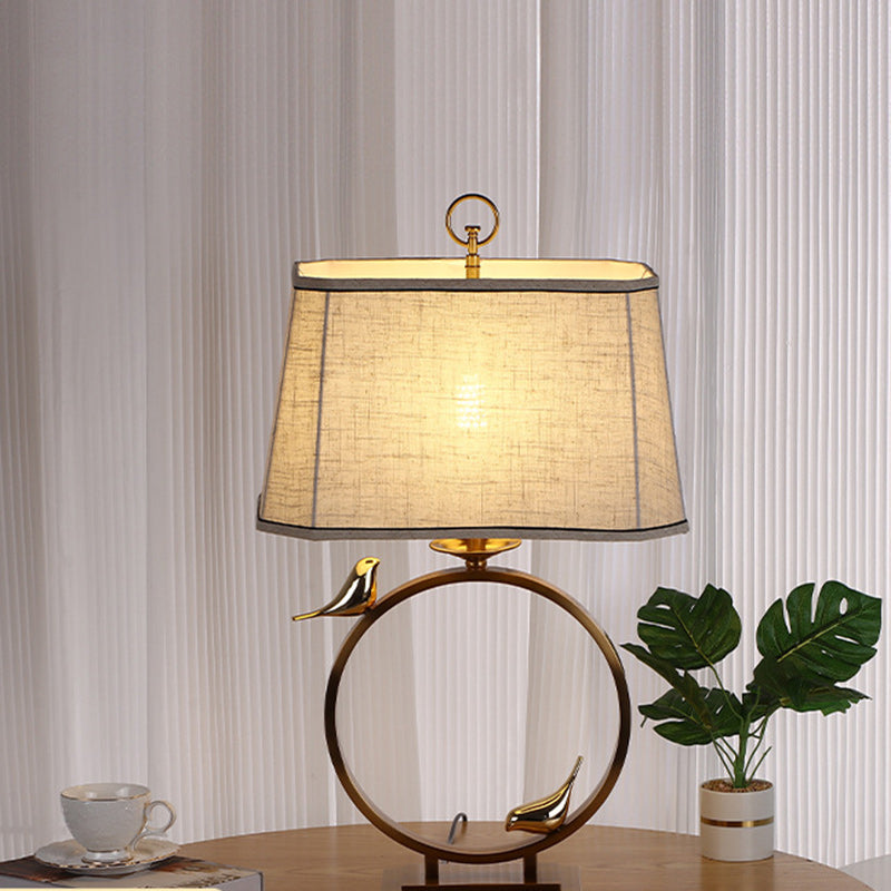 Circle Copper Metal Fabric Table Lamp