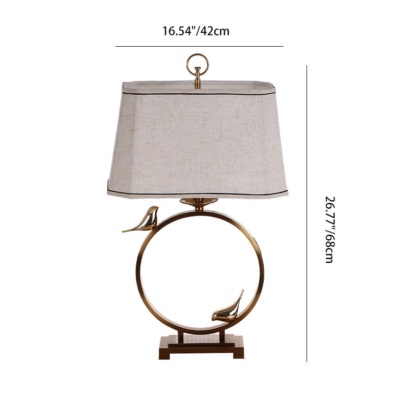 Circle Copper Metal Fabric Table Lamp