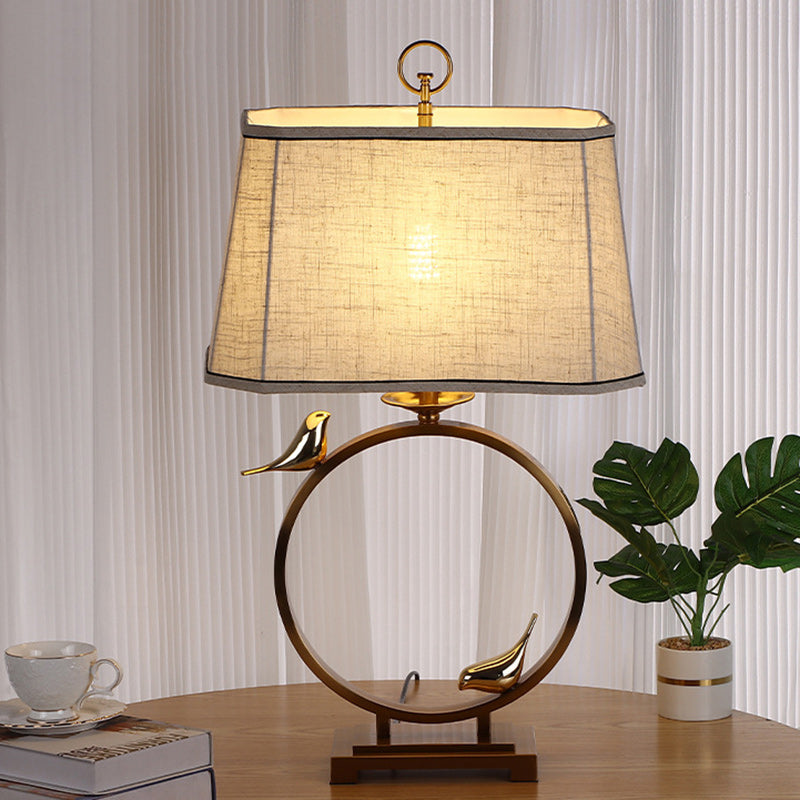 Circle Copper Metal Fabric Table Lamp