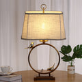 Circle Copper Metal Fabric Table Lamp