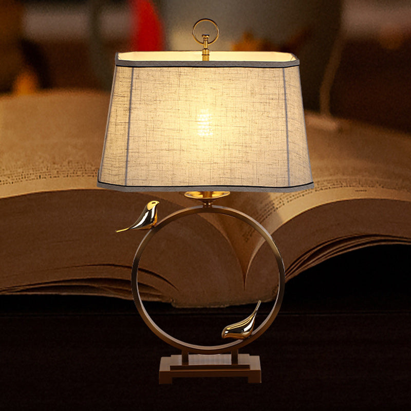 Circle Copper Metal Fabric Table Lamp