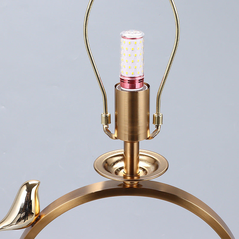 Circle Copper Metal Fabric Table Lamp