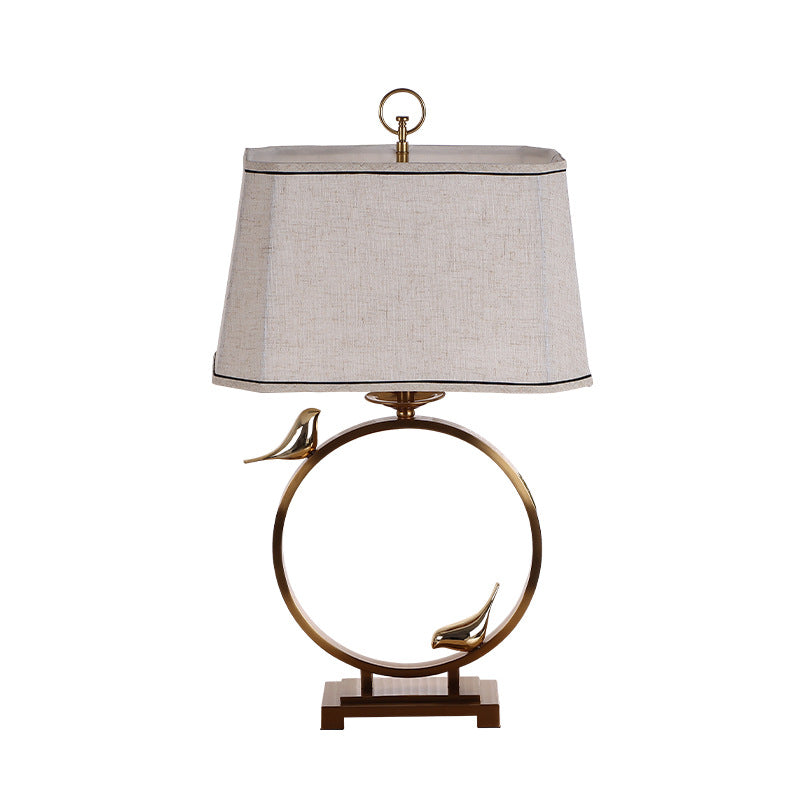 Circle Copper Metal Fabric Table Lamp