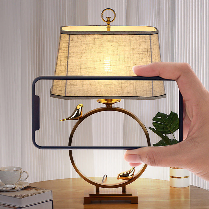 Circle Copper Metal Fabric Table Lamp