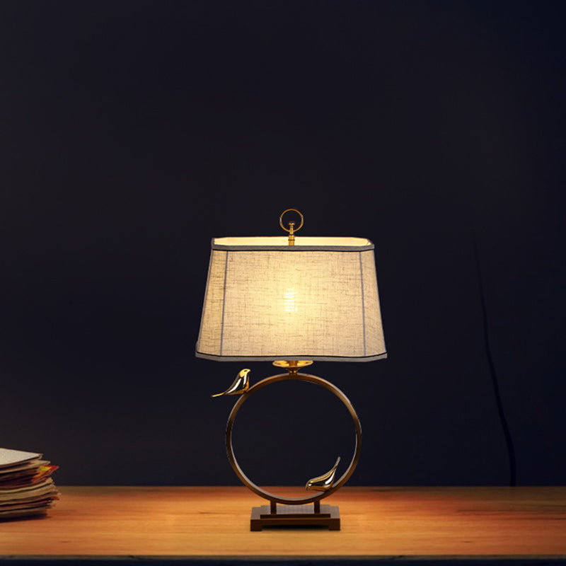 Circle Copper Metal Fabric Table Lamp