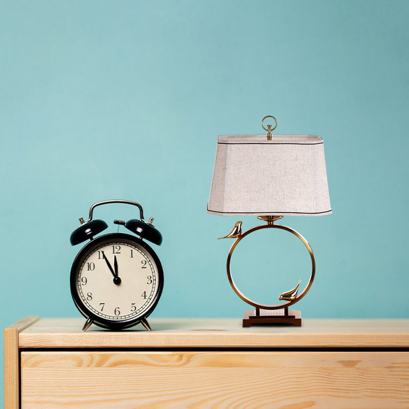 Circle Copper Metal Fabric Table Lamp