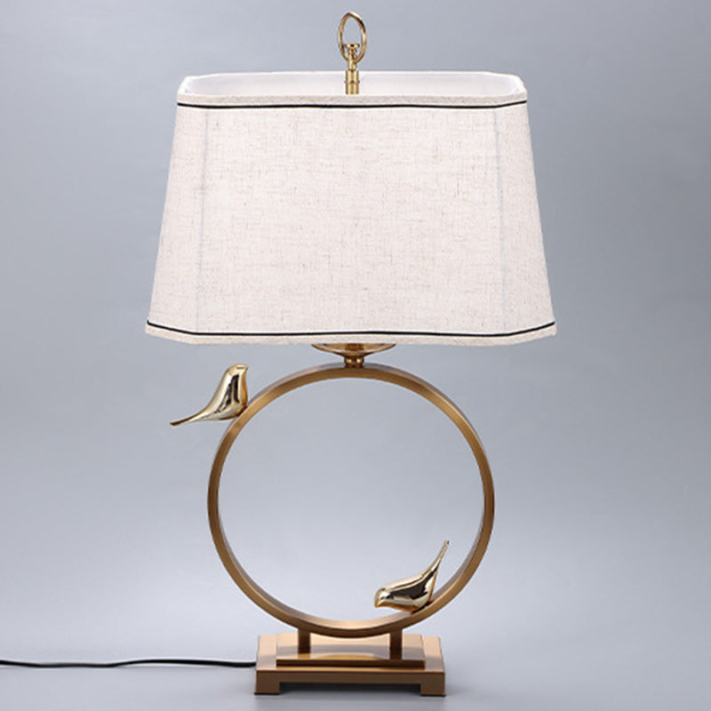 Circle Copper Metal Fabric Table Lamp