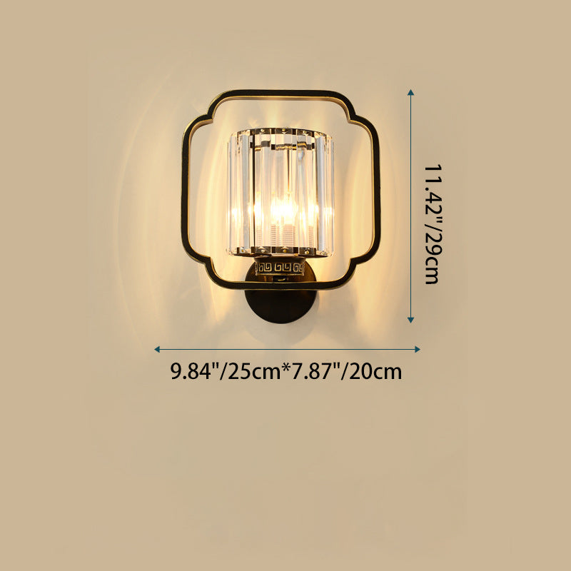 Cylinder Iron Crystal Living 2-Light Wall Lamp