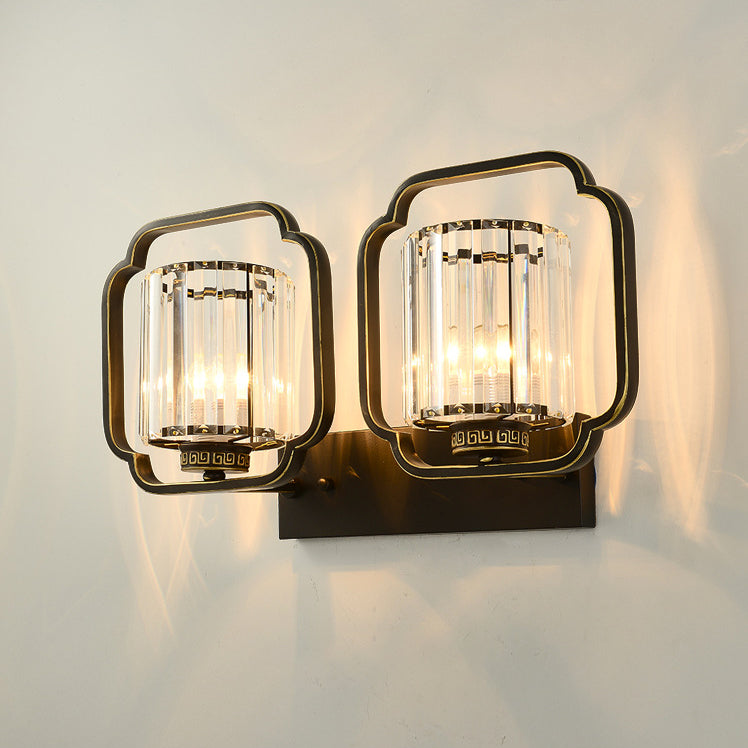 Cylinder Iron Crystal Living 2-Light Wall Lamp