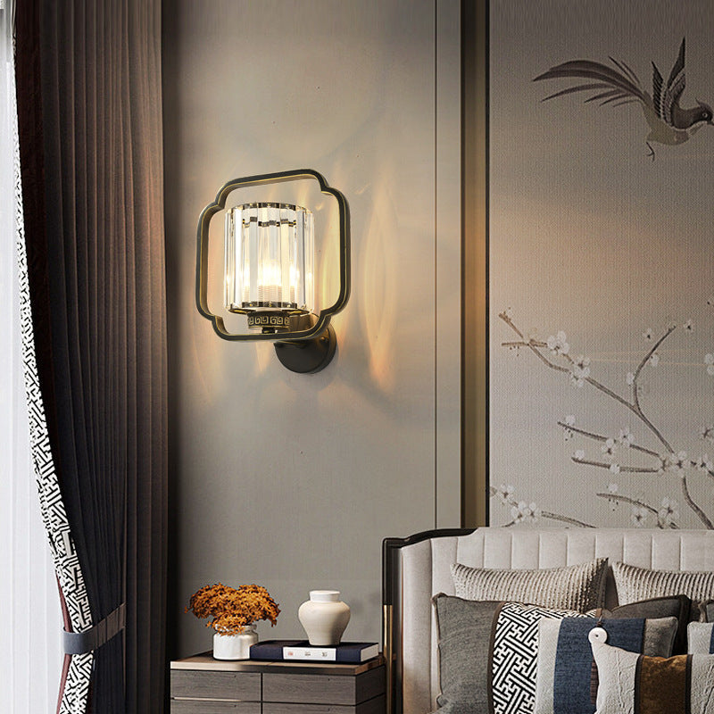 Cylinder Iron Crystal Living 2-Light Wall Lamp