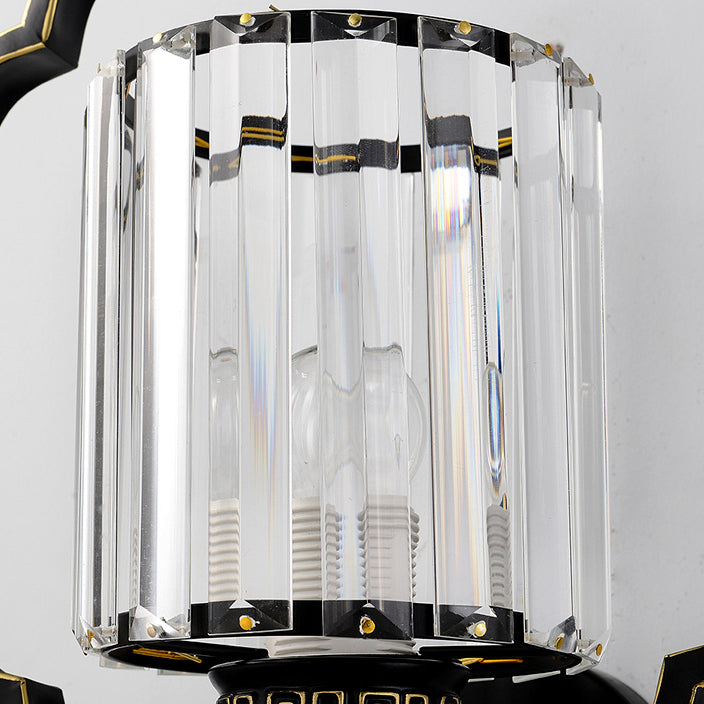 Cylinder Iron Crystal Living 2-Light Wall Lamp