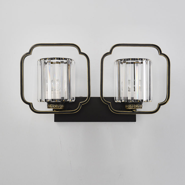 Cylinder Iron Crystal Living 2-Light Wall Lamp