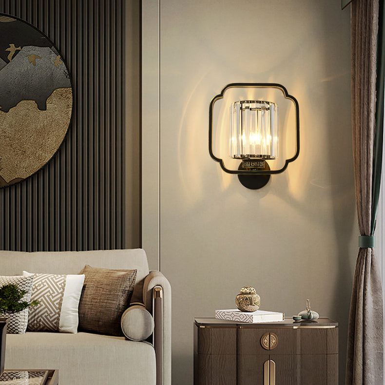 Cylinder Iron Crystal Living 2-Light Wall Lamp