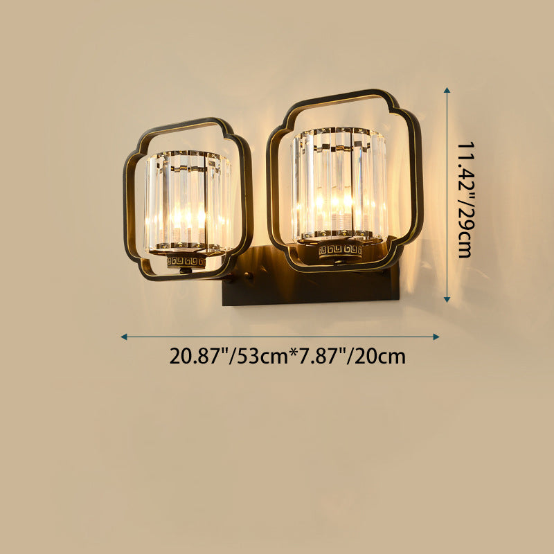 Cylinder Iron Crystal Living 2-Light Wall Lamp