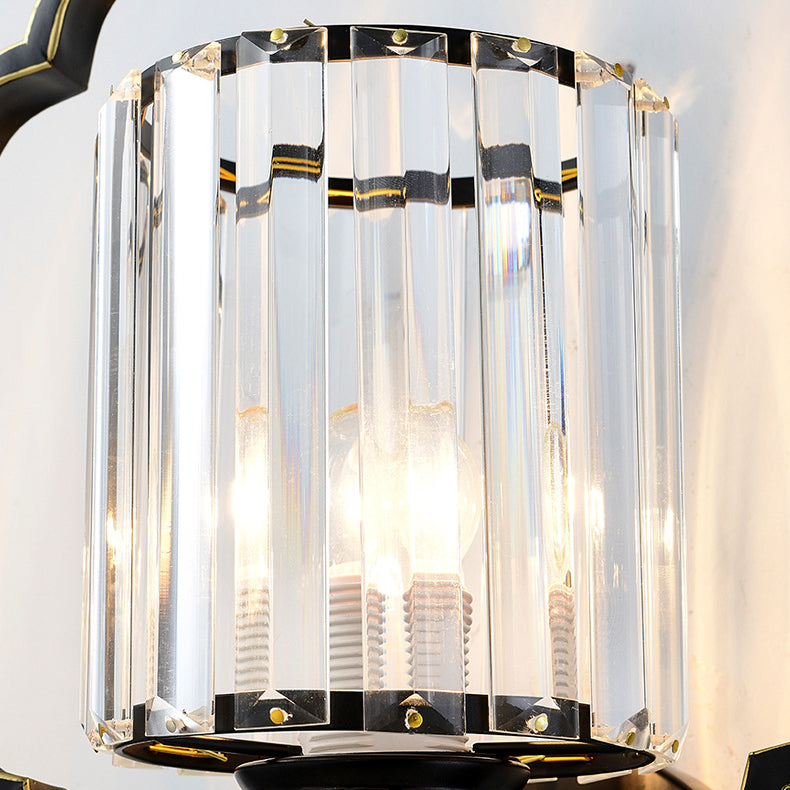 Cylinder Iron Crystal Living 2-Light Wall Lamp