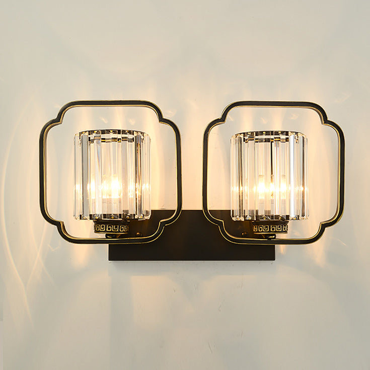 Cylinder Iron Crystal Living 2-Light Wall Lamp
