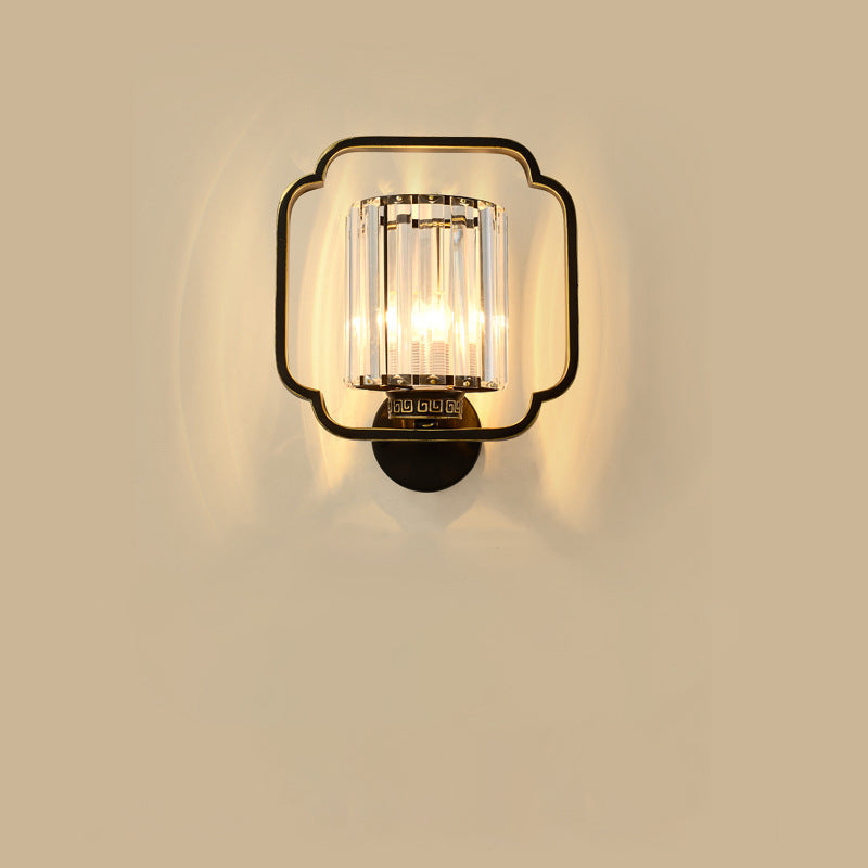 Cylinder Iron Crystal Living 2-Light Wall Lamp