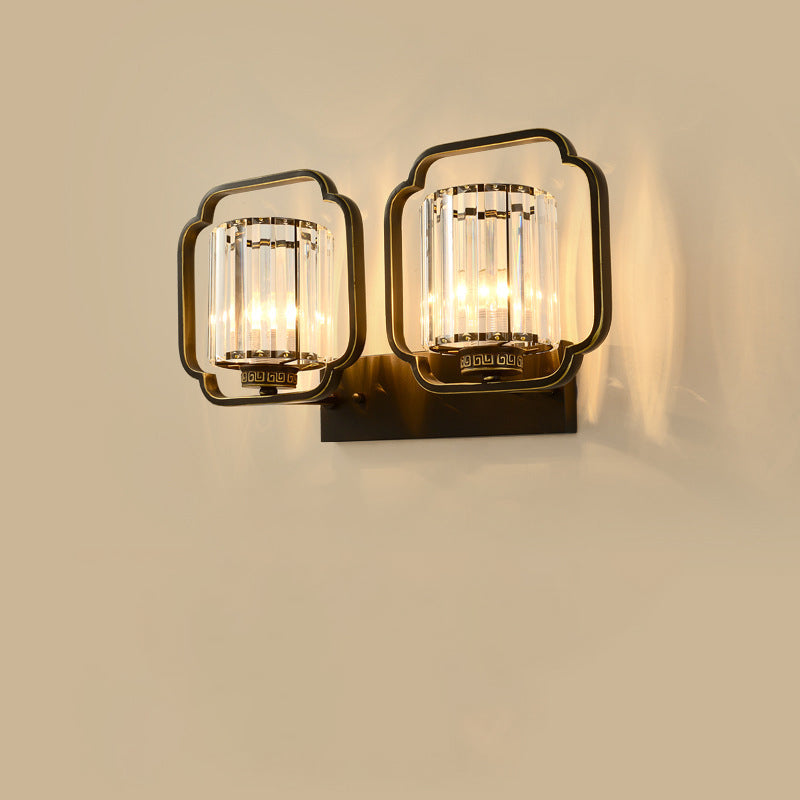Cylinder Iron Crystal Living 2-Light Wall Lamp