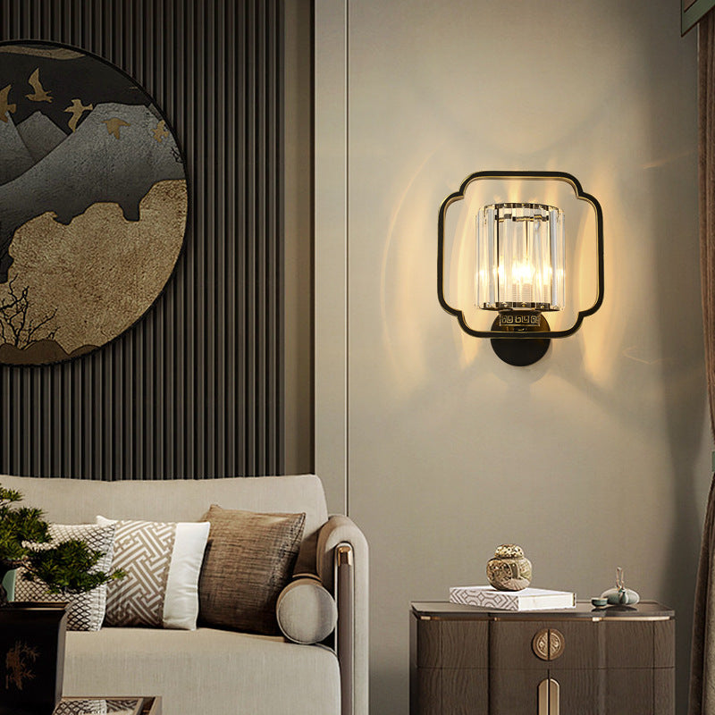 Cylinder Iron Crystal Living 2-Light Wall Lamp