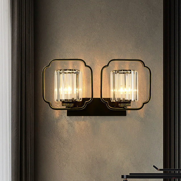 Cylinder Iron Crystal Living 2-Light Wall Lamp