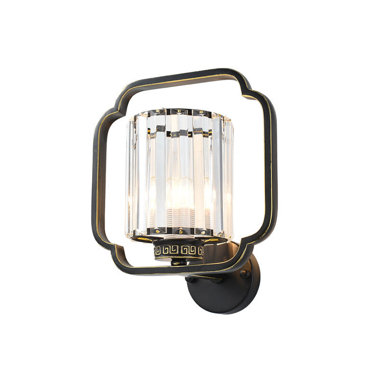 Cylinder Iron Crystal Living 2-Light Wall Lamp
