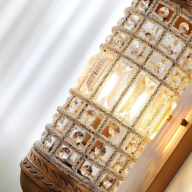 Cylinder Metal Crystal Hallway Wall Lamp