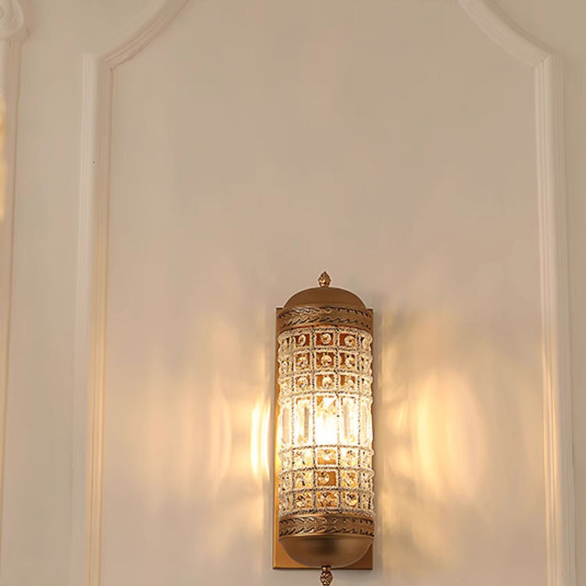 Cylinder Metal Crystal Hallway Wall Lamp