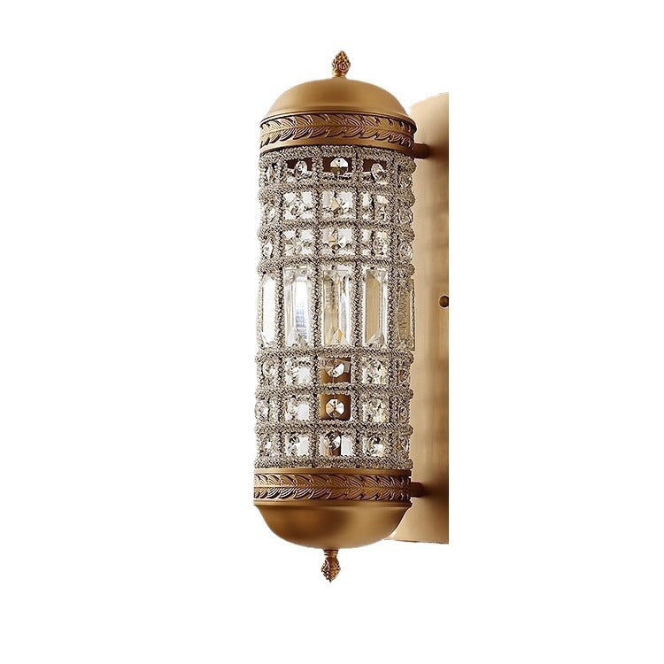 Cylinder Metal Crystal Hallway Wall Lamp