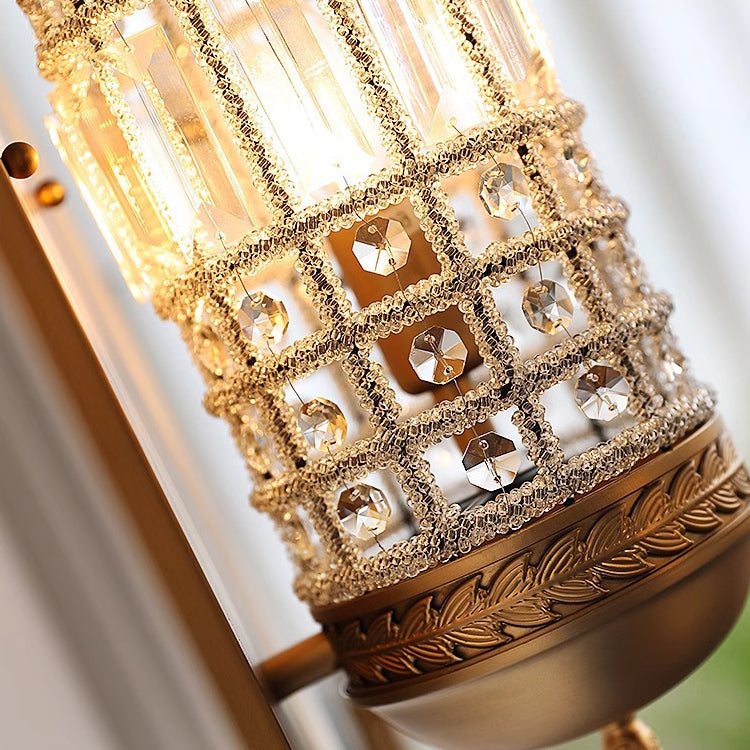 Cylinder Metal Crystal Hallway Wall Lamp