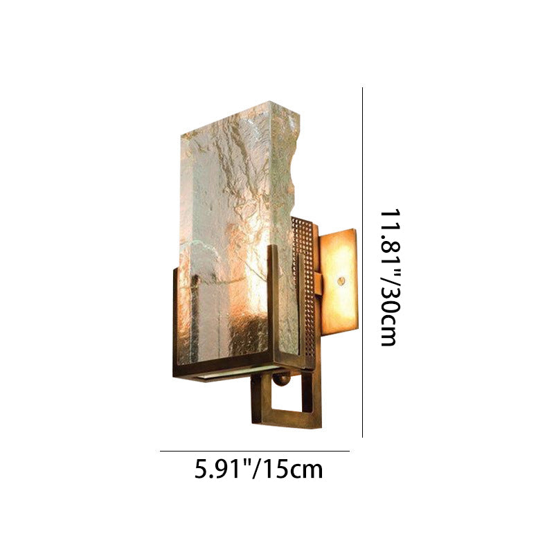 Rectangular Iron Crystal Bedroom Wall Lamp